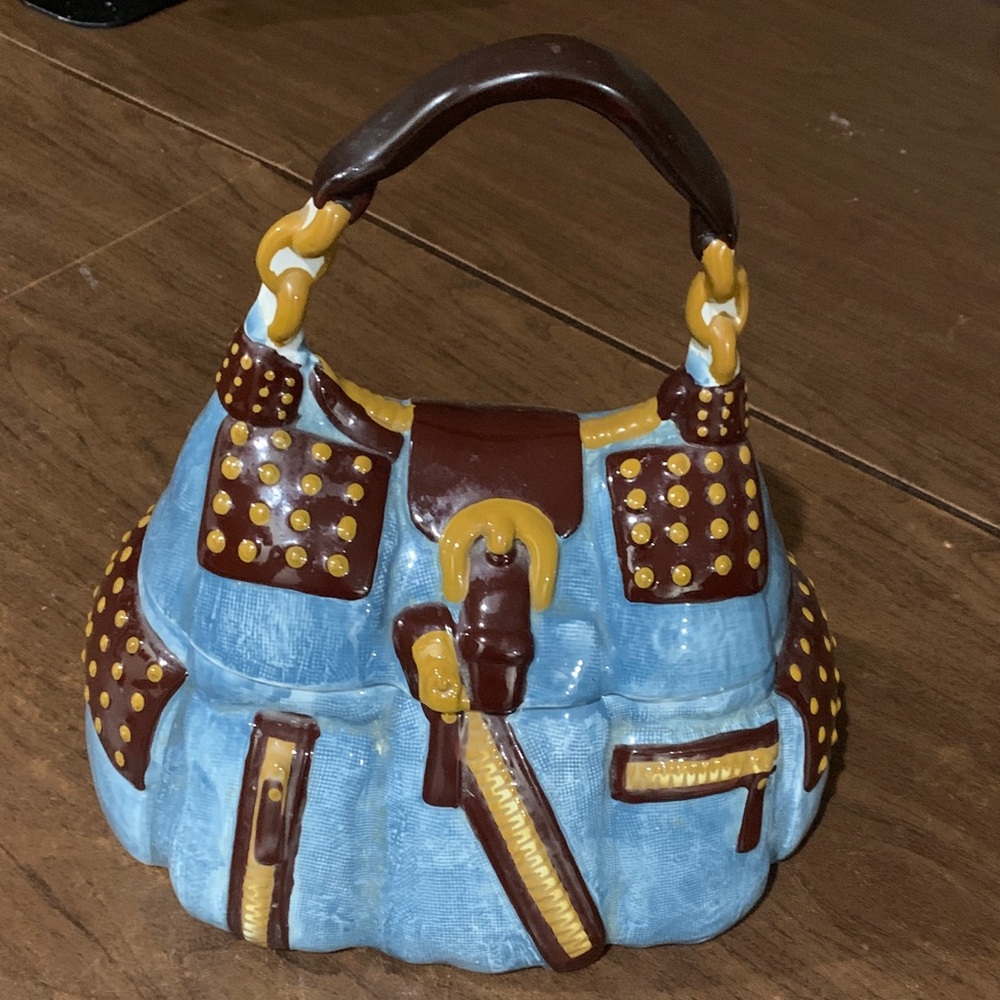 Blue Jeans Ceramic Purse Cooke Jar David’s Jar A Bite Above The rest